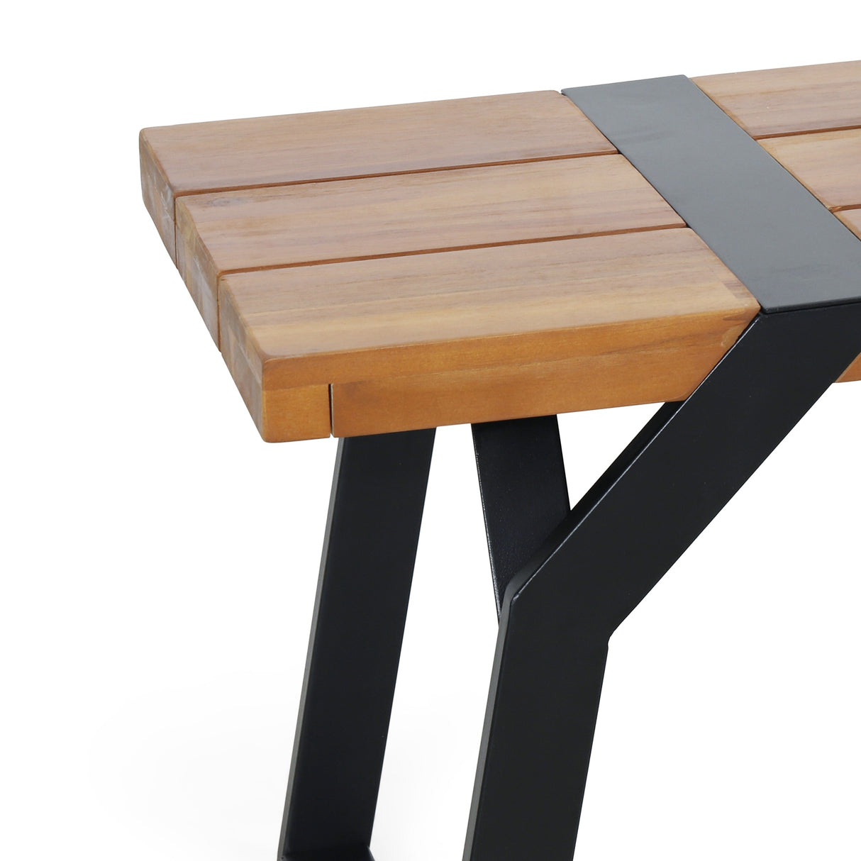 Varva Acacia Wood and Iron Outdoor Dining Bench by Christopher Knight Home