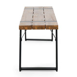 Varva Acacia Wood and Iron Outdoor Dining Bench by Christopher Knight Home