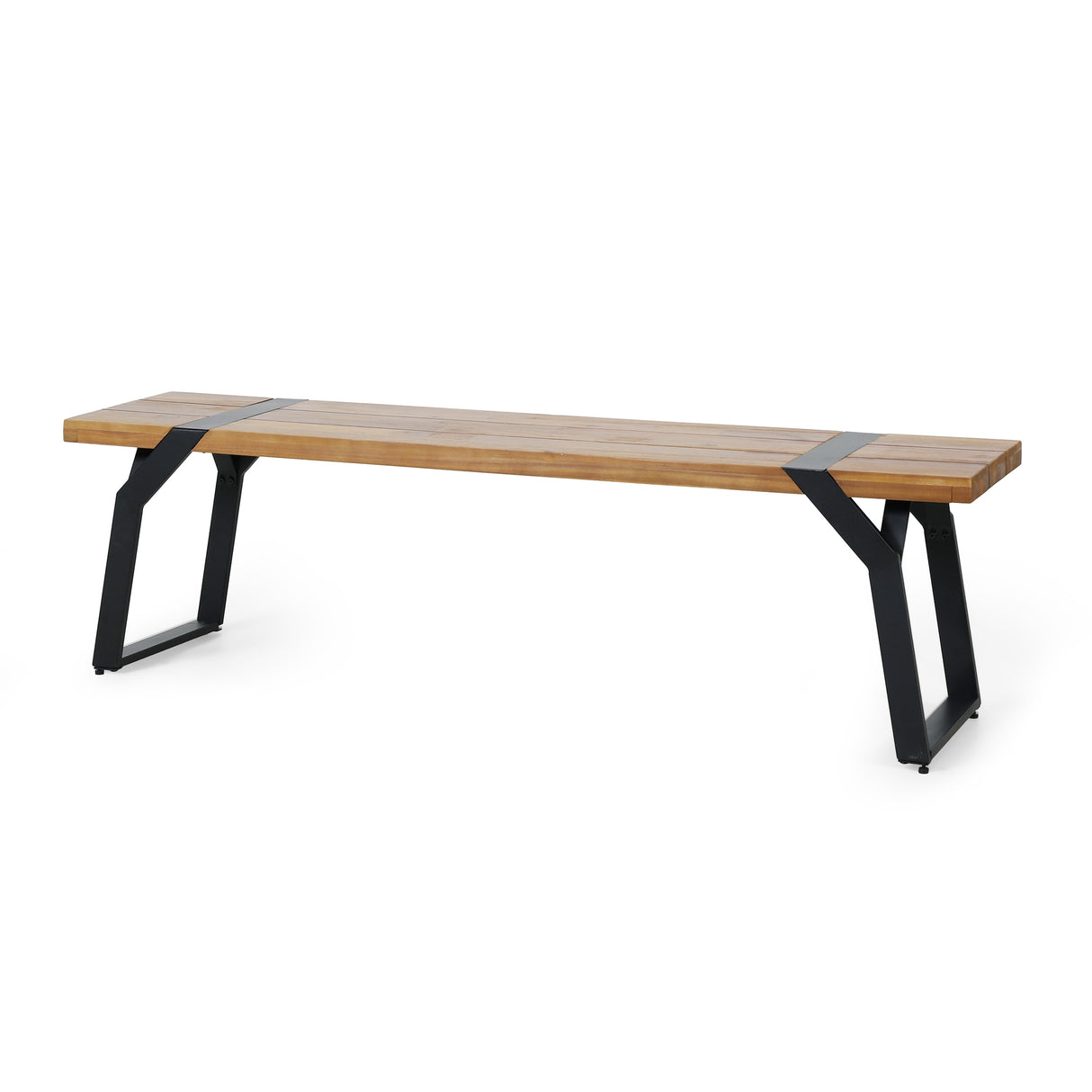 Varva Acacia Wood and Iron Outdoor Dining Bench by Christopher Knight Home