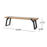 Varva Acacia Wood and Iron Outdoor Dining Bench by Christopher Knight Home