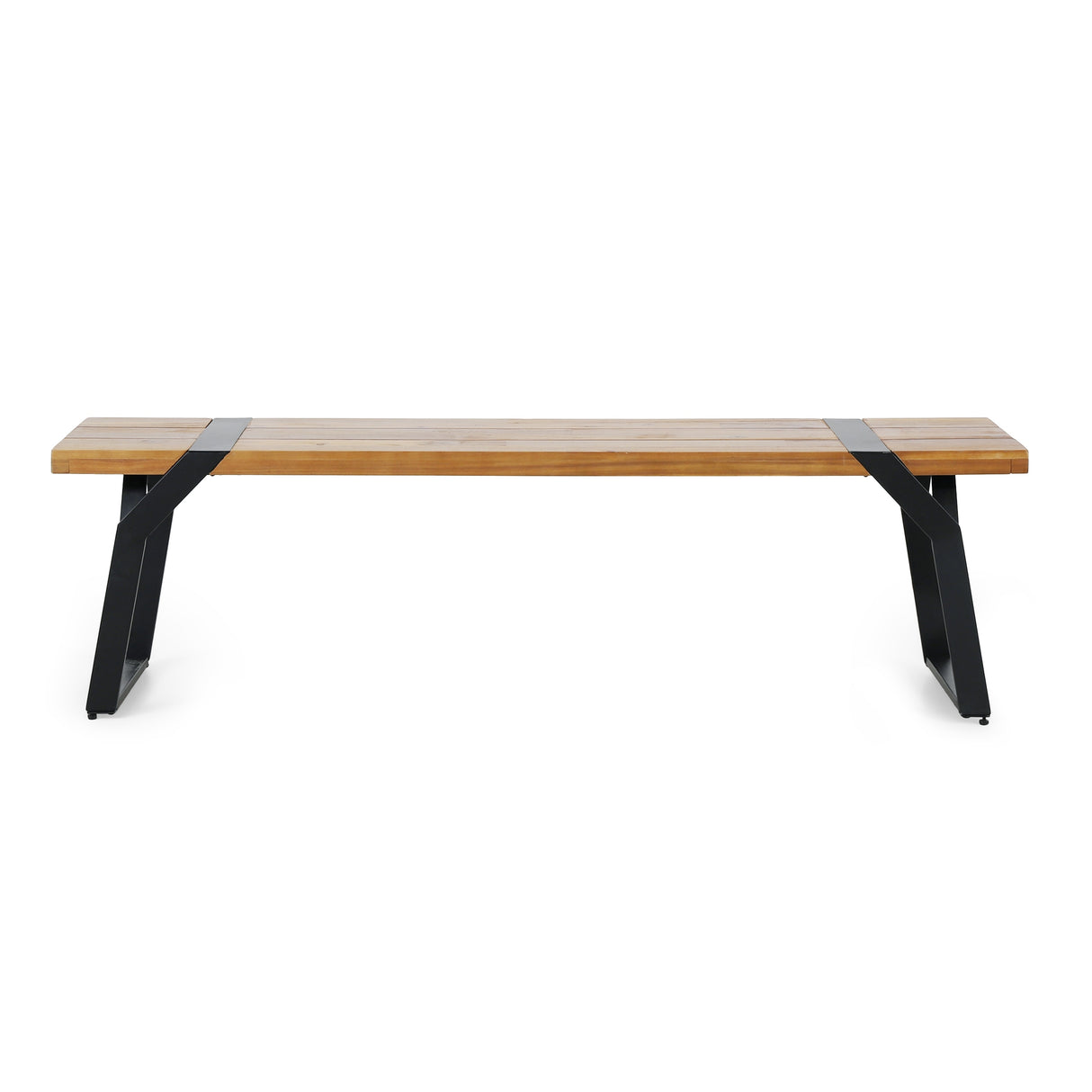 Varva Acacia Wood and Iron Outdoor Dining Bench by Christopher Knight Home