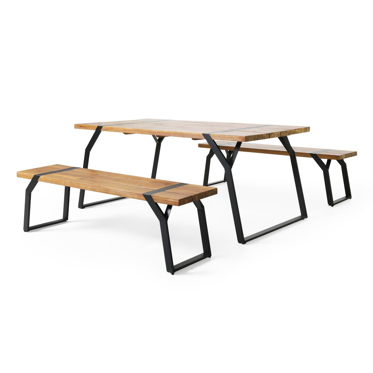 Varva Outdoor Acacia Wood Outdoor 3 Piece Picnic Set by Christopher Knight Home