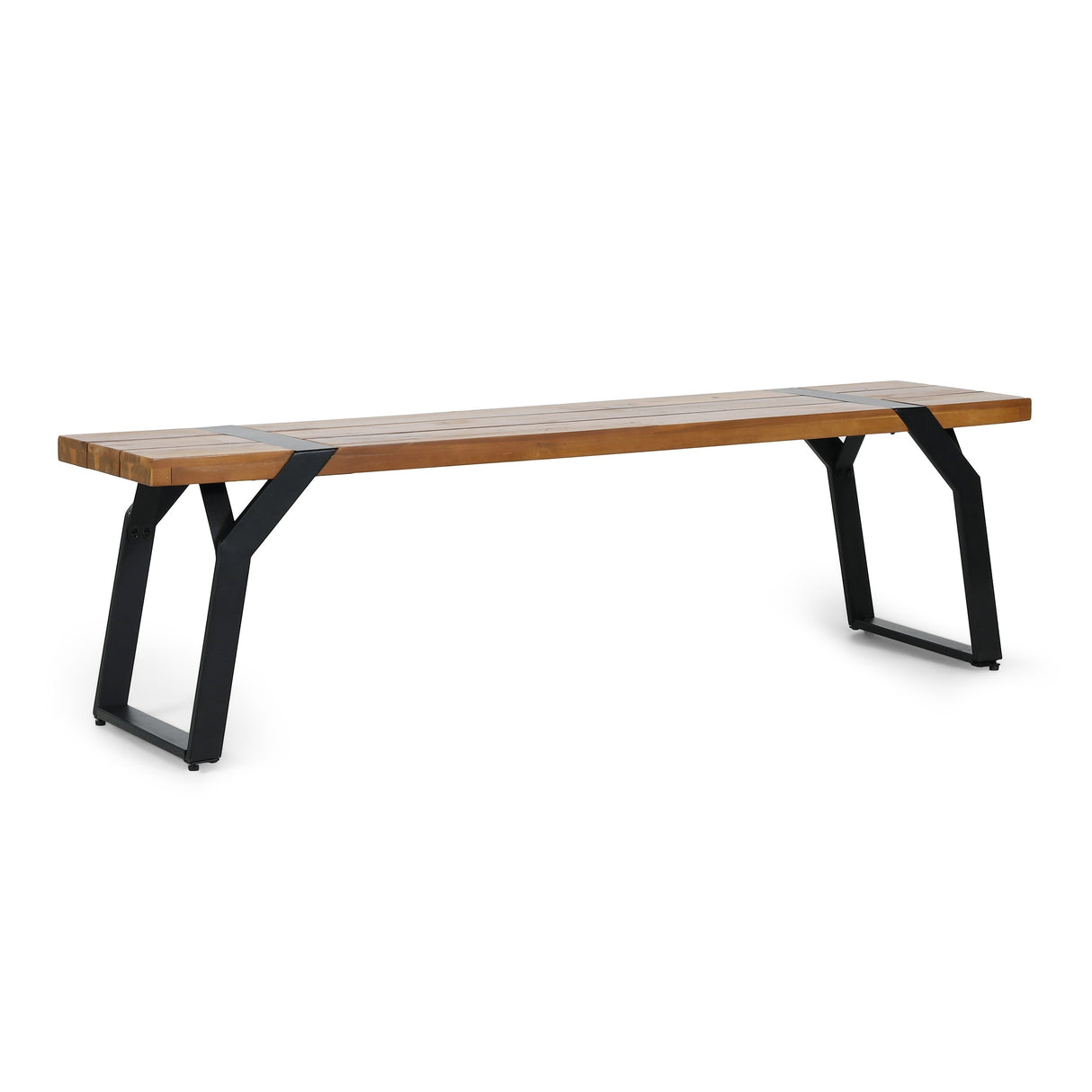 Varva Acacia Wood and Iron Outdoor Dining Bench by Christopher Knight Home