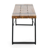 Varva Acacia Wood and Iron Outdoor Dining Bench by Christopher Knight Home