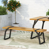 Varva Acacia Wood and Iron Outdoor Dining Bench by Christopher Knight Home