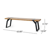 Varva Acacia Wood and Iron Outdoor Dining Bench by Christopher Knight Home