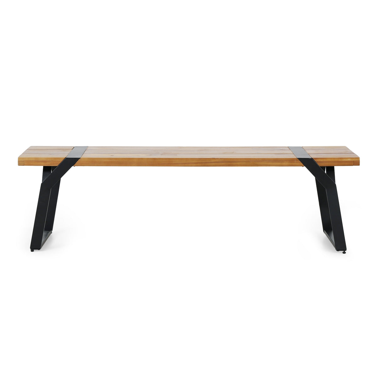 Varva Acacia Wood and Iron Outdoor Dining Bench by Christopher Knight Home