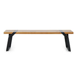 Varva Acacia Wood and Iron Outdoor Dining Bench by Christopher Knight Home