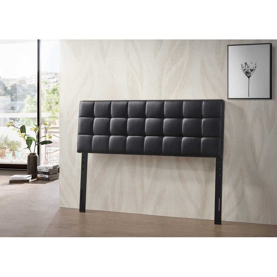 Varya Tufted Faux Leather Upholstered Panel Headboard (Brown/ Black)