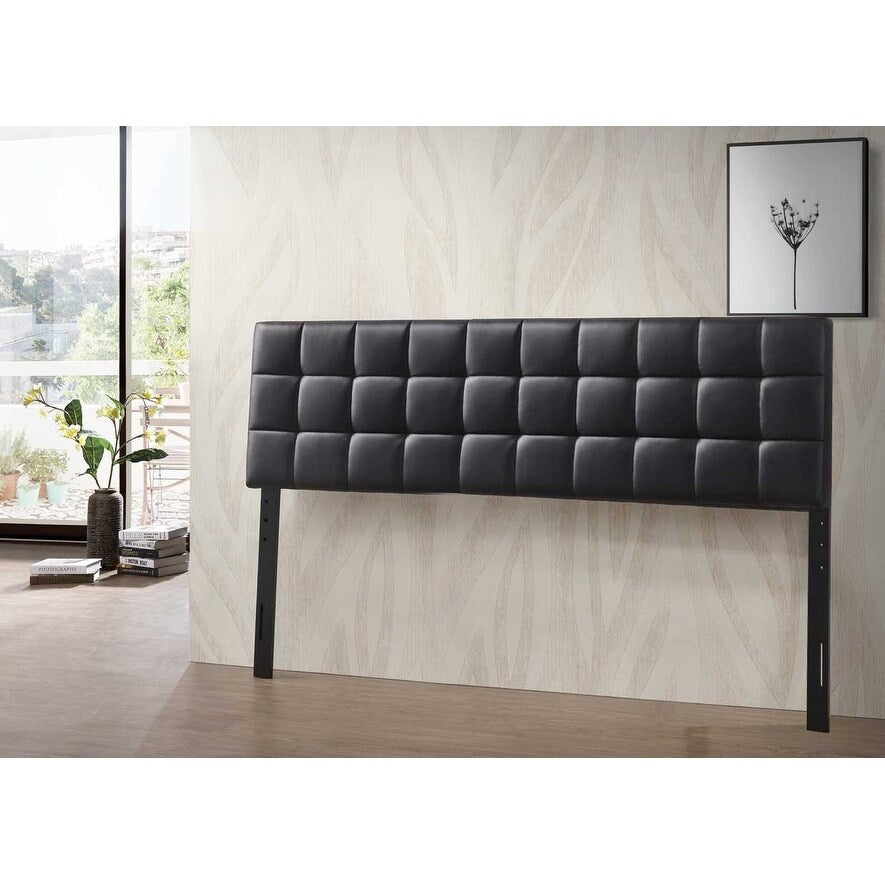 Varya Tufted Faux Leather Upholstered Panel Headboard (Brown/ Black)