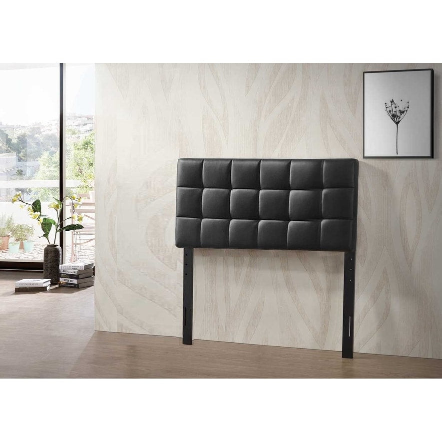 Varya Tufted Faux Leather Upholstered Panel Headboard (Brown/ Black)