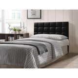 Varya Tufted Faux Leather Upholstered Panel Headboard (Brown/ Black)
