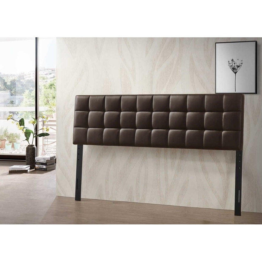 Varya Tufted Faux Leather Upholstered Panel Headboard (Brown/ Black)