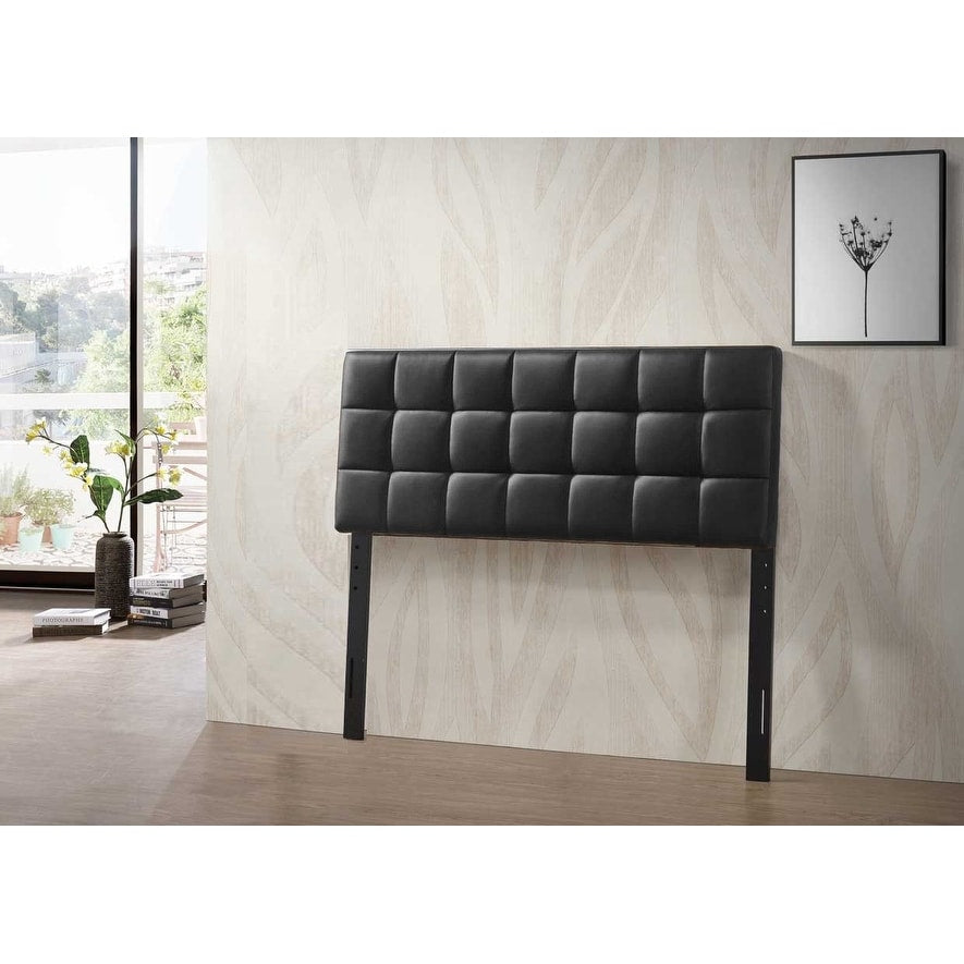 Varya Tufted Faux Leather Upholstered Panel Headboard (Brown/ Black)