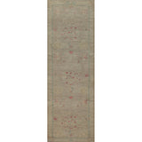 Vegetable Dye Beige Oushak Turkish Runner Rug Handmade Wool Carpet - 3'0" x 11'9"