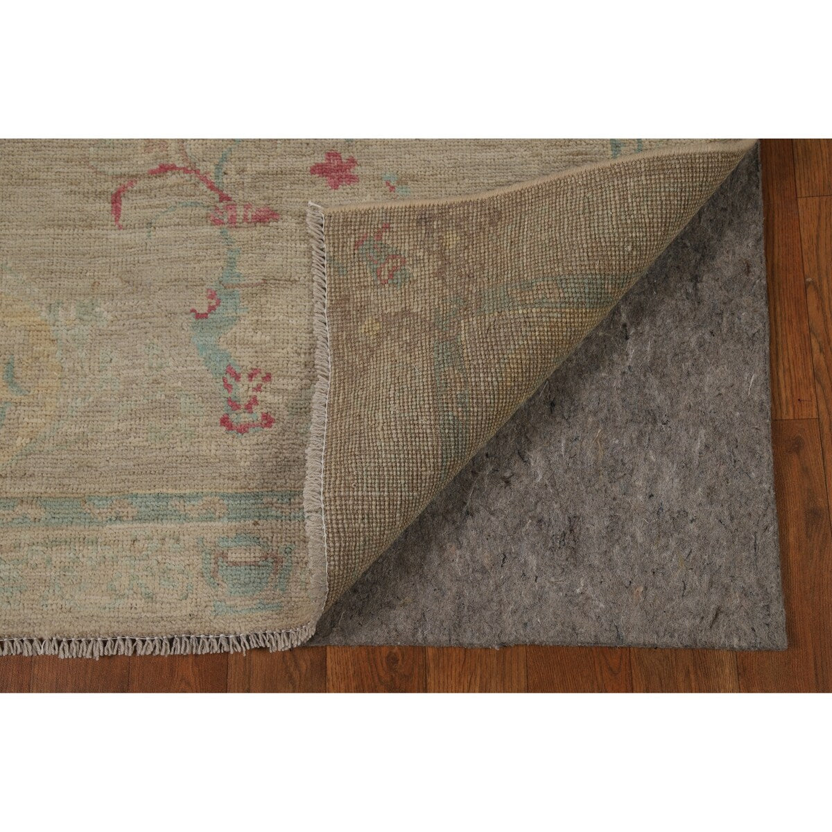 Vegetable Dye Beige Oushak Turkish Runner Rug Handmade Wool Carpet - 3'0" x 11'9"