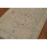 Vegetable Dye Beige Oushak Turkish Runner Rug Handmade Wool Carpet - 3'0" x 11'9"