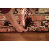 Vegetable Dye Coral Ardebil Persian Vintage Runner Rug Wool Carpet - 3'7"x 10'0"