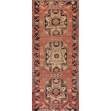 Vegetable Dye Coral Ardebil Persian Vintage Runner Rug Wool Carpet - 3'7"x 10'0"