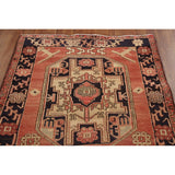 Vegetable Dye Coral Ardebil Persian Vintage Runner Rug Wool Carpet - 3'7"x 10'0"