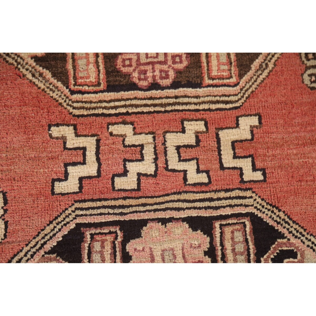 Vegetable Dye Coral Ardebil Persian Vintage Runner Rug Wool Carpet - 3'7"x 10'0"