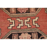 Vegetable Dye Coral Ardebil Persian Vintage Runner Rug Wool Carpet - 3'7"x 10'0"