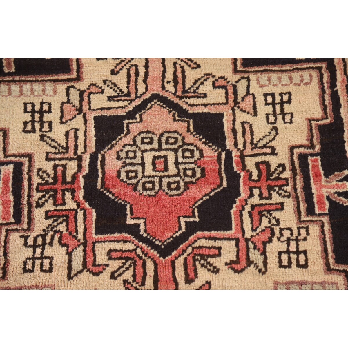 Vegetable Dye Coral Ardebil Persian Vintage Runner Rug Wool Carpet - 3'7"x 10'0"