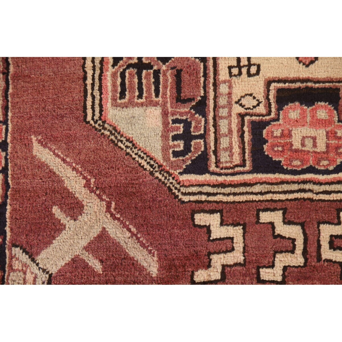 Vegetable Dye Coral Ardebil Persian Vintage Runner Rug Wool Carpet - 3'7"x 10'0"