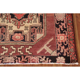 Vegetable Dye Coral Ardebil Persian Vintage Runner Rug Wool Carpet - 3'7"x 10'0"