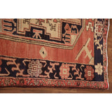 Vegetable Dye Coral Ardebil Persian Vintage Runner Rug Wool Carpet - 3'7"x 10'0"