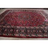 Vegetable Dye Floral Mashad Persian Home Decor Area Rug Hand-Knotted - 10'0" x 13'0"
