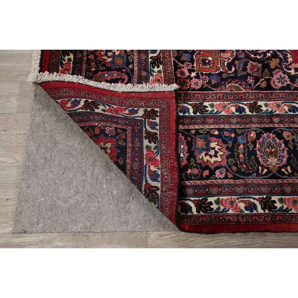 Vegetable Dye Floral Mashad Persian Home Decor Area Rug Hand-Knotted - 10'0" x 13'0"