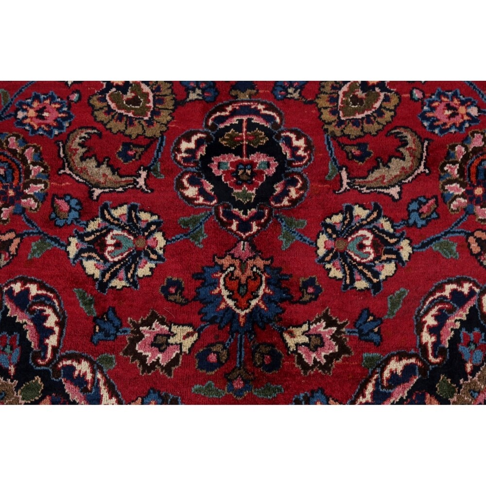 Vegetable Dye Floral Mashad Persian Home Decor Area Rug Hand-Knotted - 10'0" x 13'0"