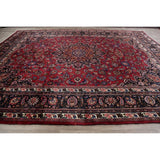 Vegetable Dye Floral Mashad Persian Home Decor Area Rug Hand-Knotted - 10'0" x 13'0"