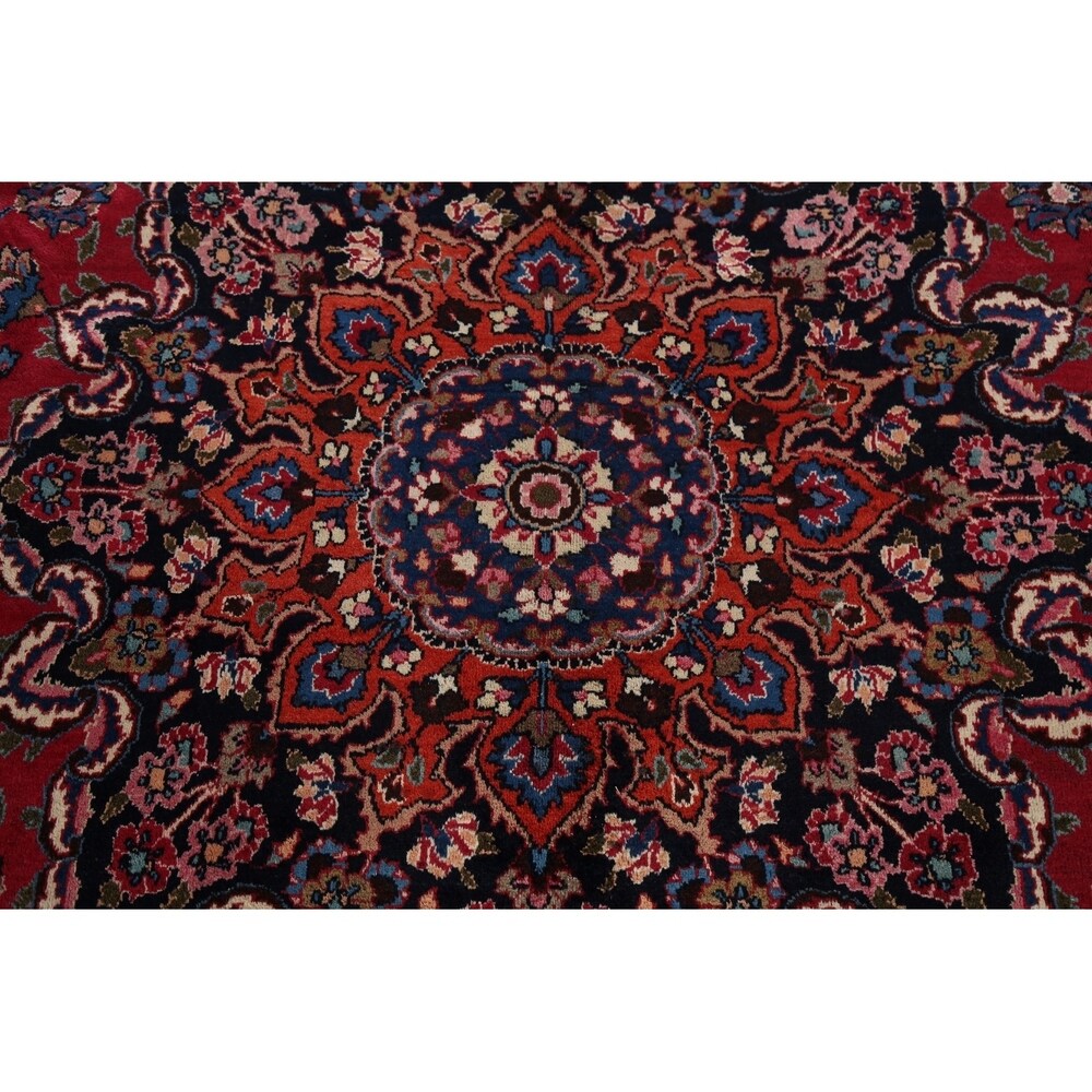 Vegetable Dye Floral Mashad Persian Home Decor Area Rug Hand-Knotted - 10'0" x 13'0"
