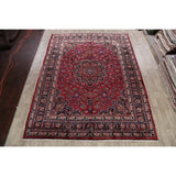 Vegetable Dye Floral Mashad Persian Home Decor Area Rug Hand-Knotted - 10'0" x 13'0"