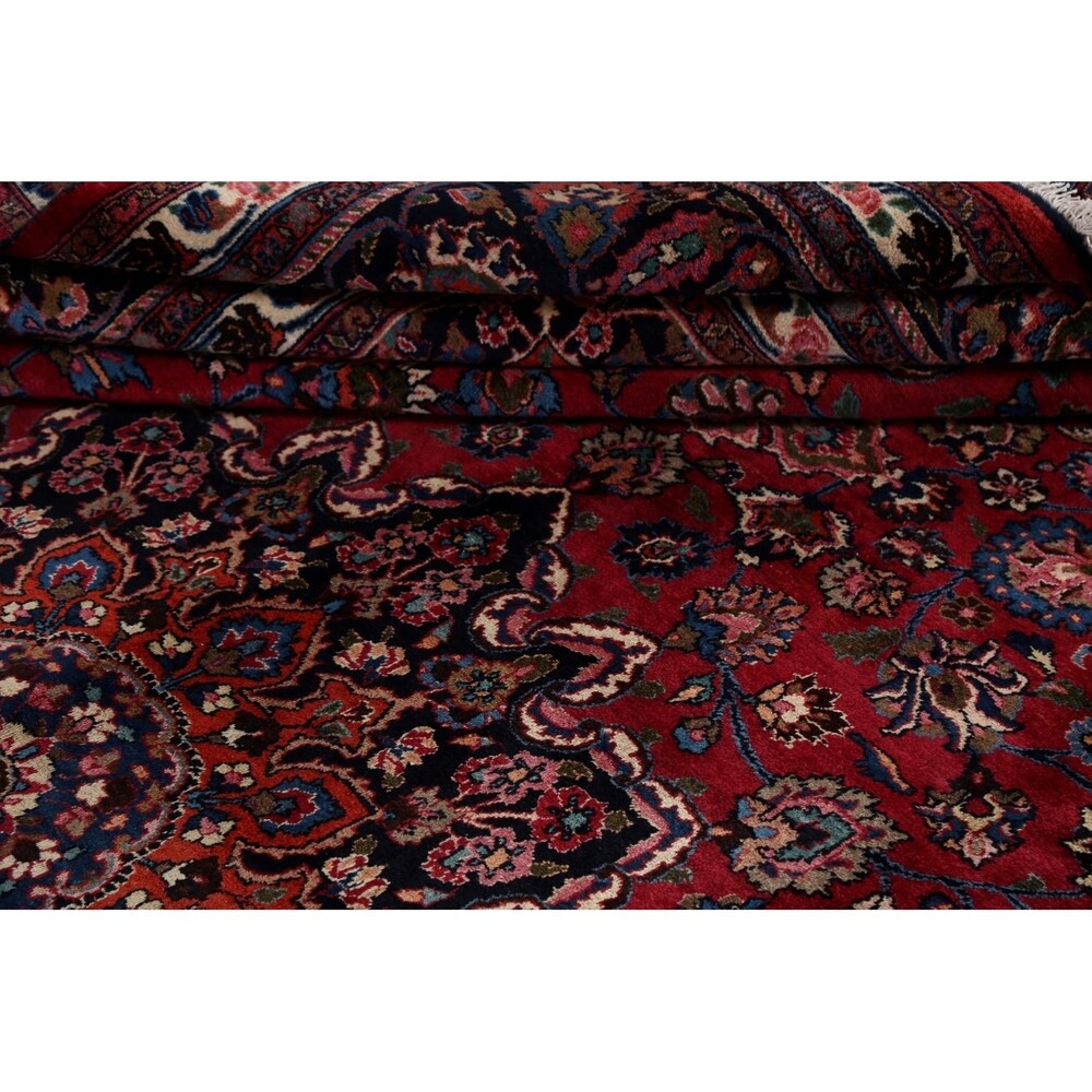 Vegetable Dye Floral Mashad Persian Home Decor Area Rug Hand-Knotted - 10'0" x 13'0"