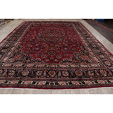 Vegetable Dye Floral Mashad Persian Home Decor Area Rug Hand-Knotted - 10'0" x 13'0"