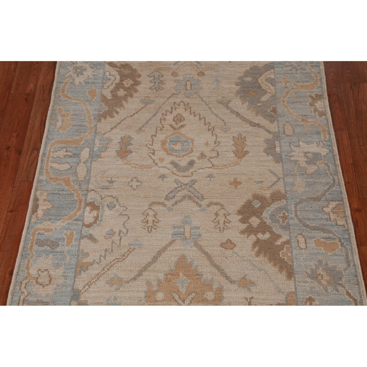 Vegetable Dye Floral Oushak Turkish Rug Handmade Accent Wool Carpet - 3'0" x 4'11"