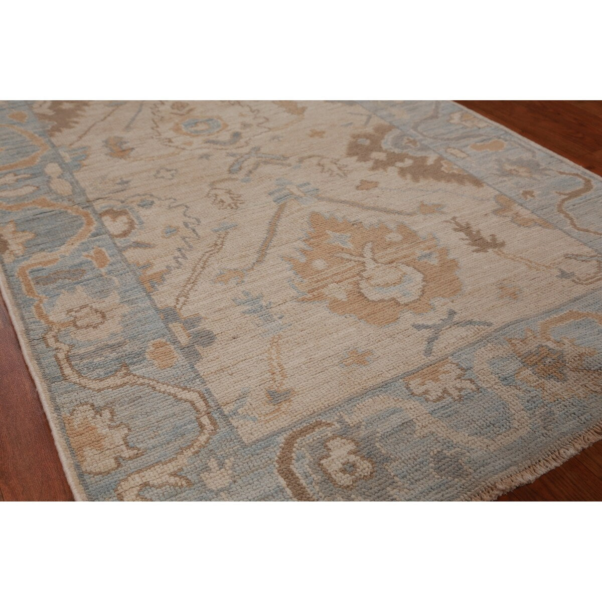 Vegetable Dye Floral Oushak Turkish Rug Handmade Accent Wool Carpet - 3'0" x 4'11"