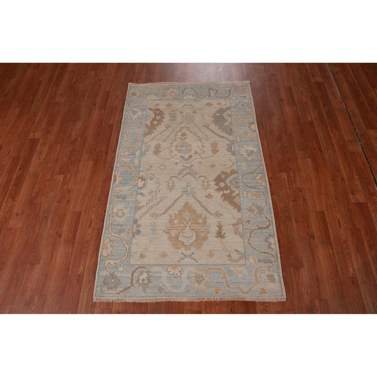 Vegetable Dye Floral Oushak Turkish Rug Handmade Accent Wool Carpet - 3'0" x 4'11"