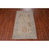 Vegetable Dye Floral Oushak Turkish Rug Handmade Accent Wool Carpet - 3'0" x 4'11"