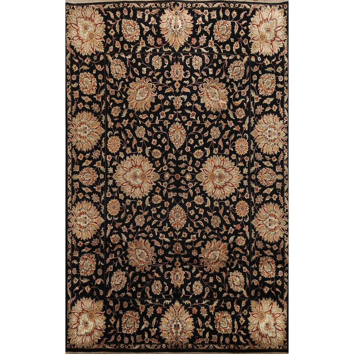 Vegetable Dye Floral Traditional Agra Oriental Area Rug Wool Handmade - 7'10" x 10'0"