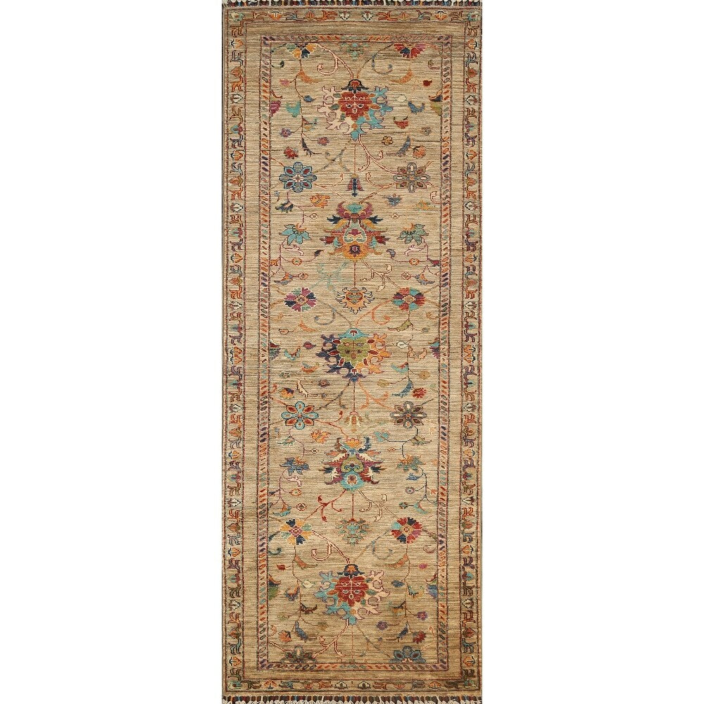 Vegetable Dye Floral Ziegler Oriental Runner Rug Wool Hand-knotted - 2'7" x 8'3"