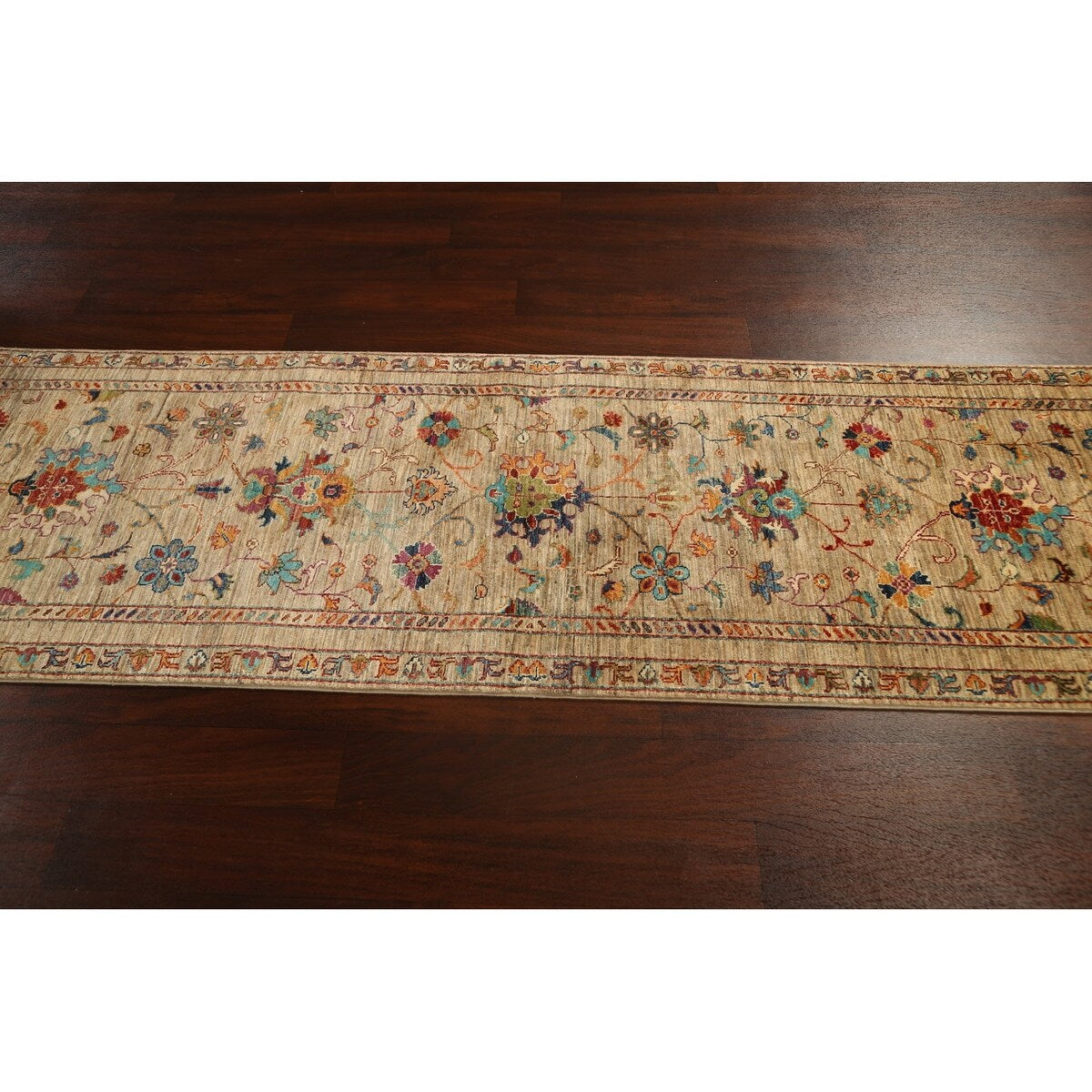 Vegetable Dye Floral Ziegler Oriental Runner Rug Wool Hand-knotted - 2'7" x 8'3"