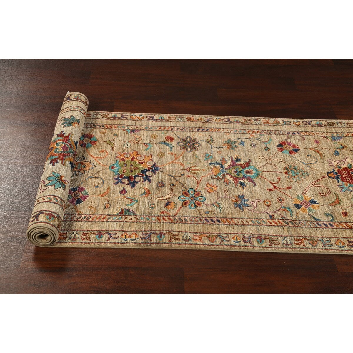 Vegetable Dye Floral Ziegler Oriental Runner Rug Wool Hand-knotted - 2'7" x 8'3"