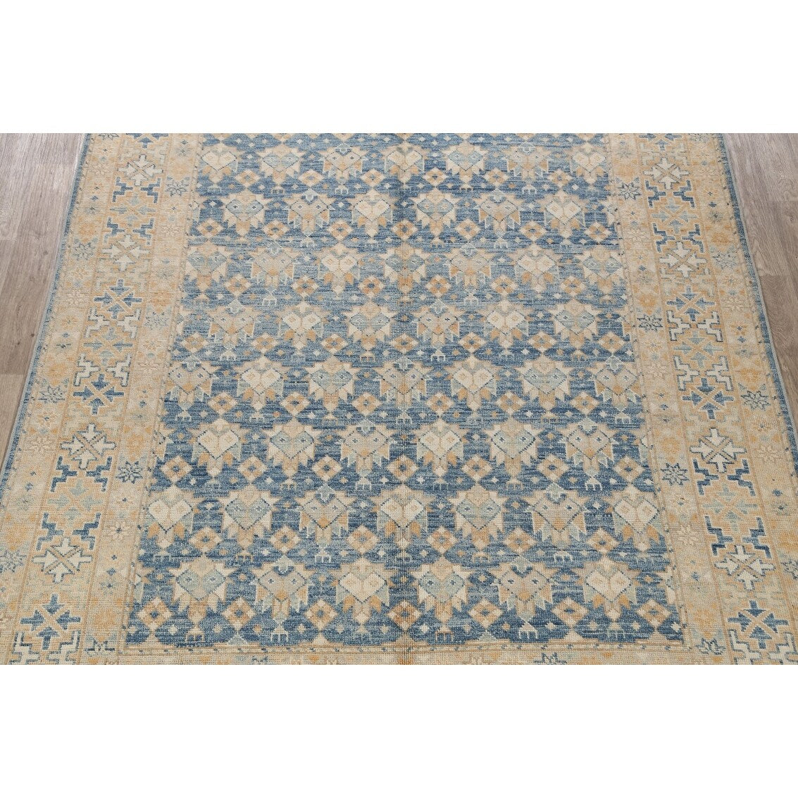 Vegetable Dye Geometric Oriental Khotan Wool Area Rug Hand-knotted - 8'5" x 10'1"
