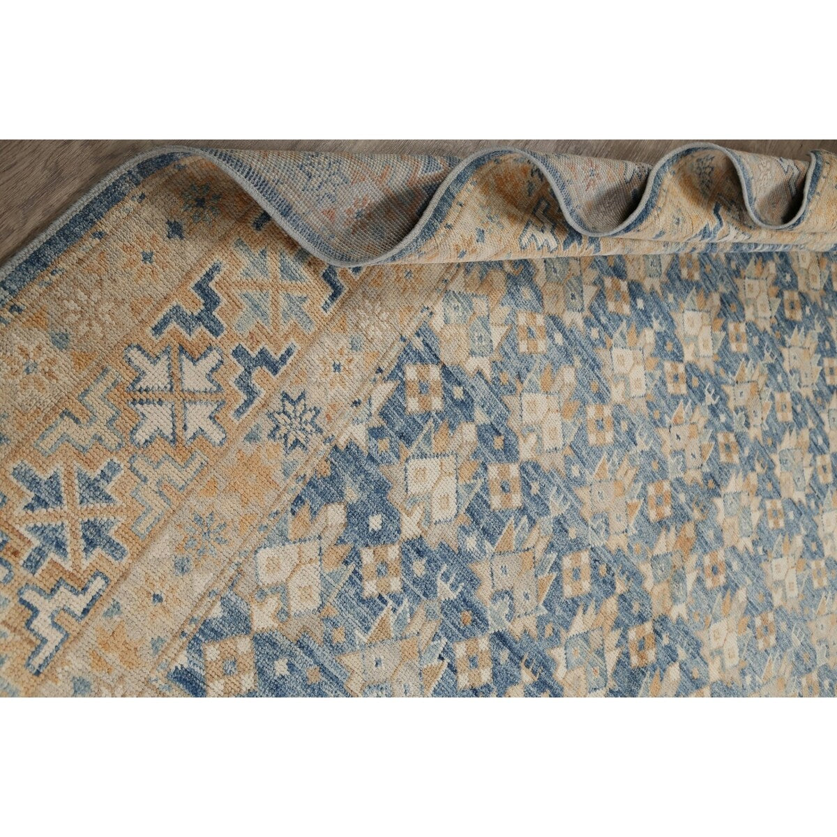 Vegetable Dye Geometric Oriental Khotan Wool Area Rug Hand-knotted - 8'5" x 10'1"