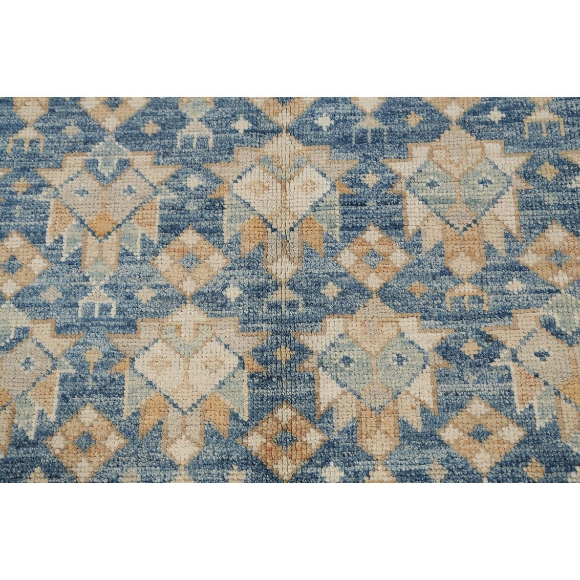 Vegetable Dye Geometric Oriental Khotan Wool Area Rug Hand-knotted - 8'5" x 10'1"