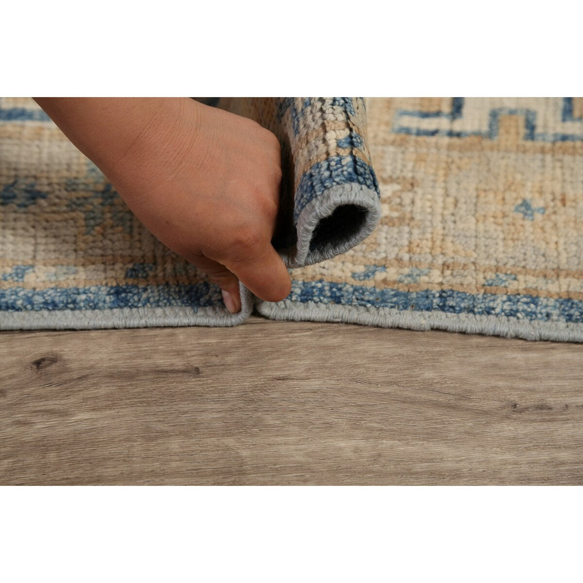 Vegetable Dye Geometric Oriental Khotan Wool Area Rug Hand-knotted - 8'5" x 10'1"